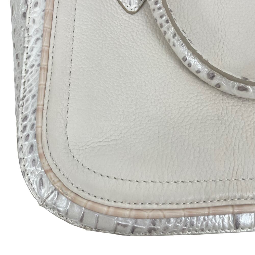 Brahmin Small Lena Satchel Bag Toasted Macaroon Macaroon Marais Leather - Picture 13 of 14